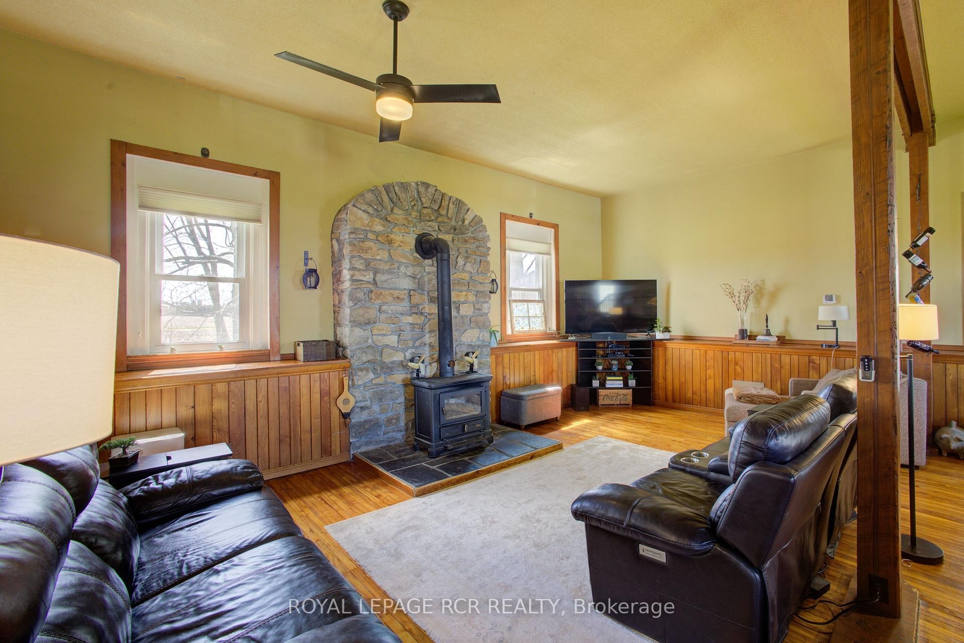 8542 Concession 12 N/A, Mapleton, ON - Indoor Photo Showing Living Room With Fireplace