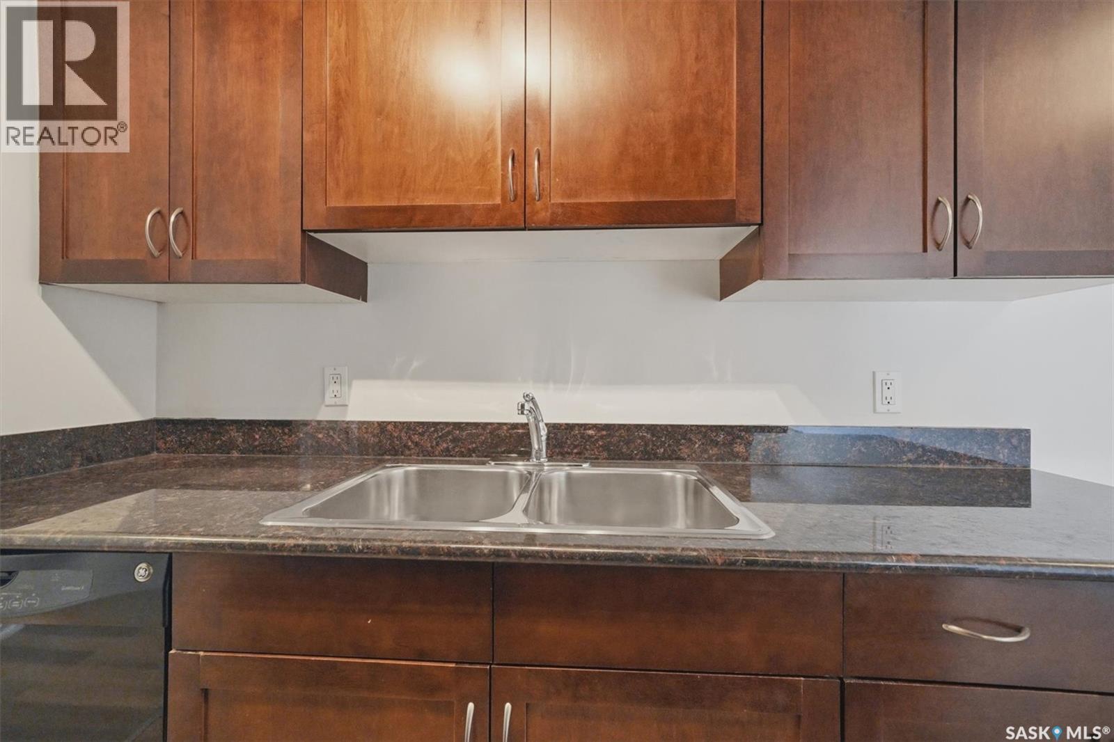 104 2233 St Henry Avenue, Saskatoon, SK - Indoor Photo Showing Kitchen With Double Sink