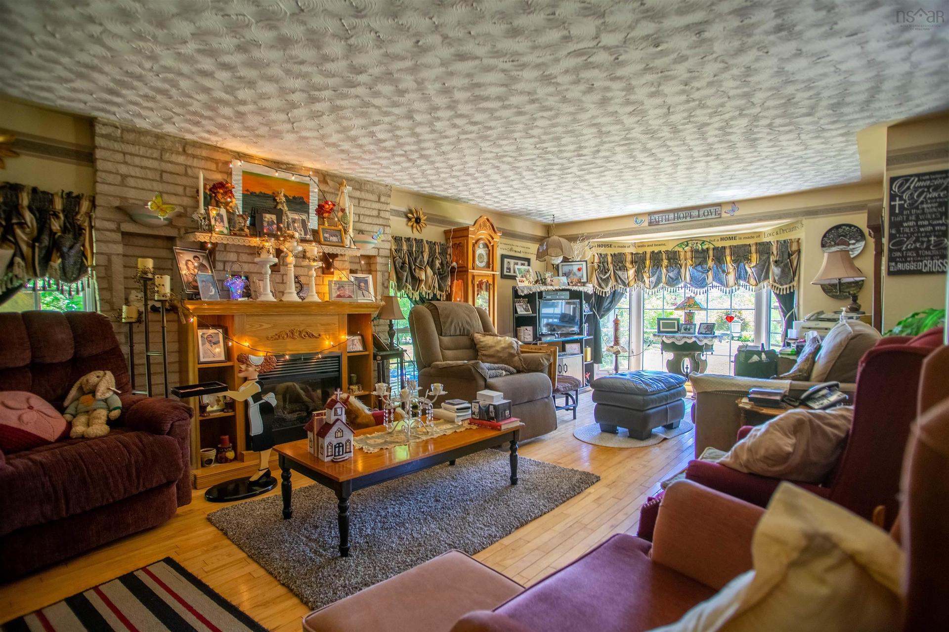 6536 Highway 340, Weymouth, NS - Indoor Photo Showing Living Room With Fireplace