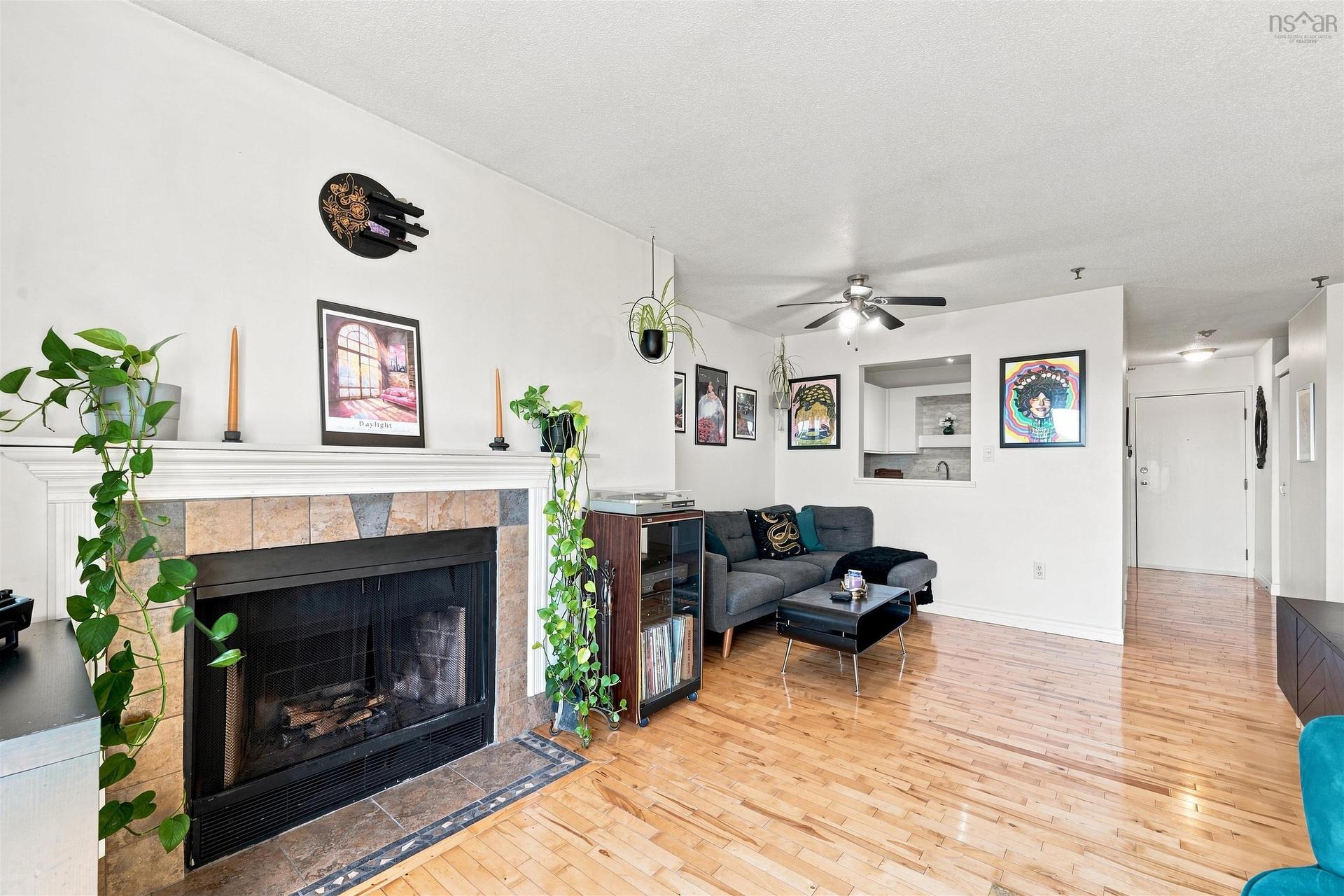 401 3600 John Parr Drive, Halifax, NS - Indoor Photo Showing Living Room With Fireplace