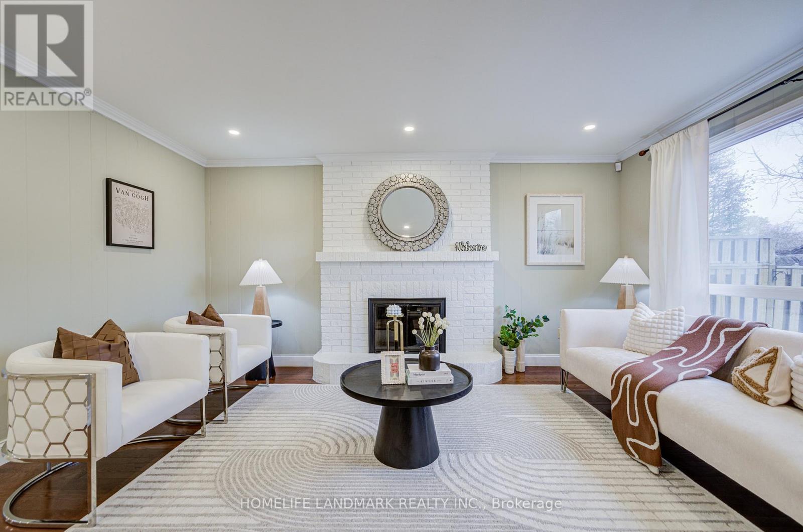 2105 Folkway Drive, Mississauga, ON - Indoor Photo Showing Living Room With Fireplace