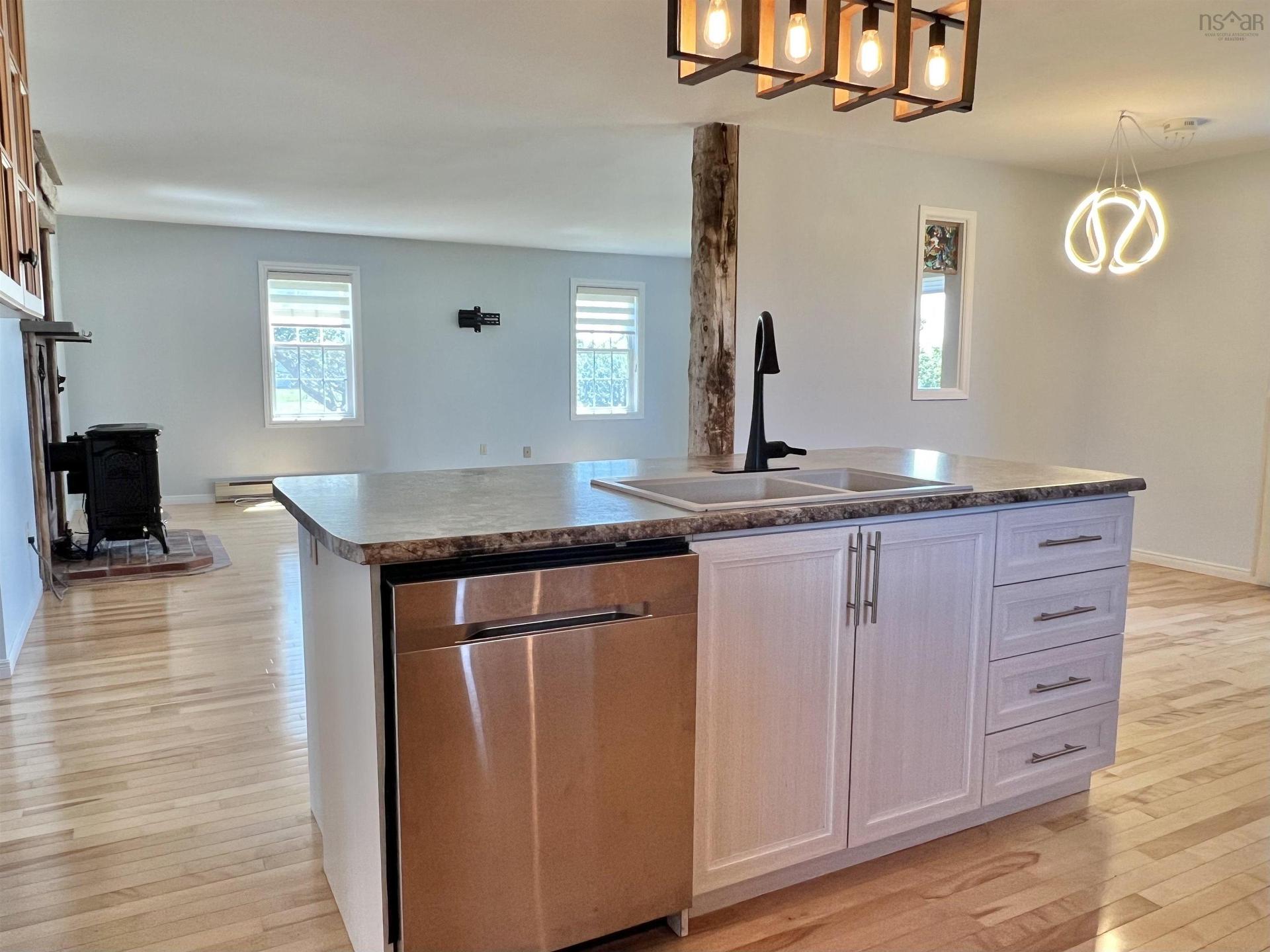 3533 Highway 1, Beaver River, NS - Indoor Photo Showing Kitchen With Double Sink