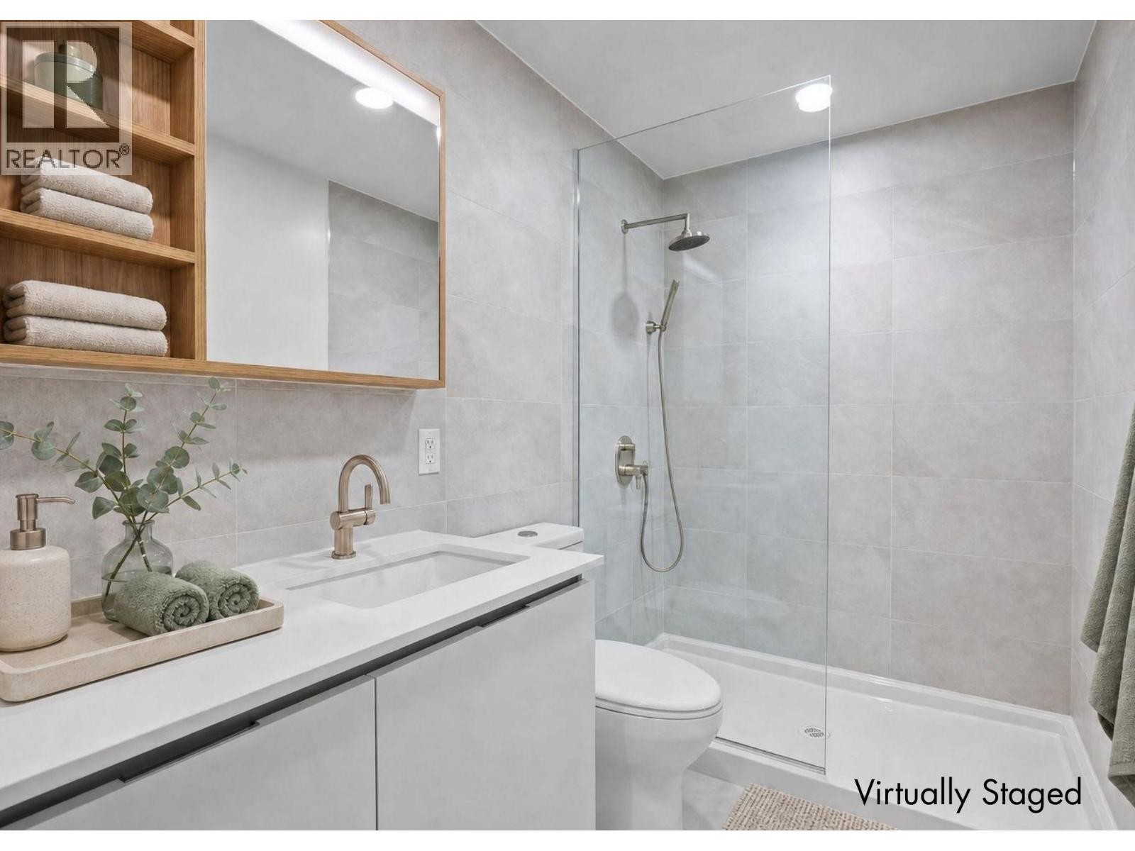 Primary Bathroom - virtually staged to show possibilities - 2780 Olalla Road Unit# 201, West Kelowna, BC - Indoor Photo Showing Bathroom