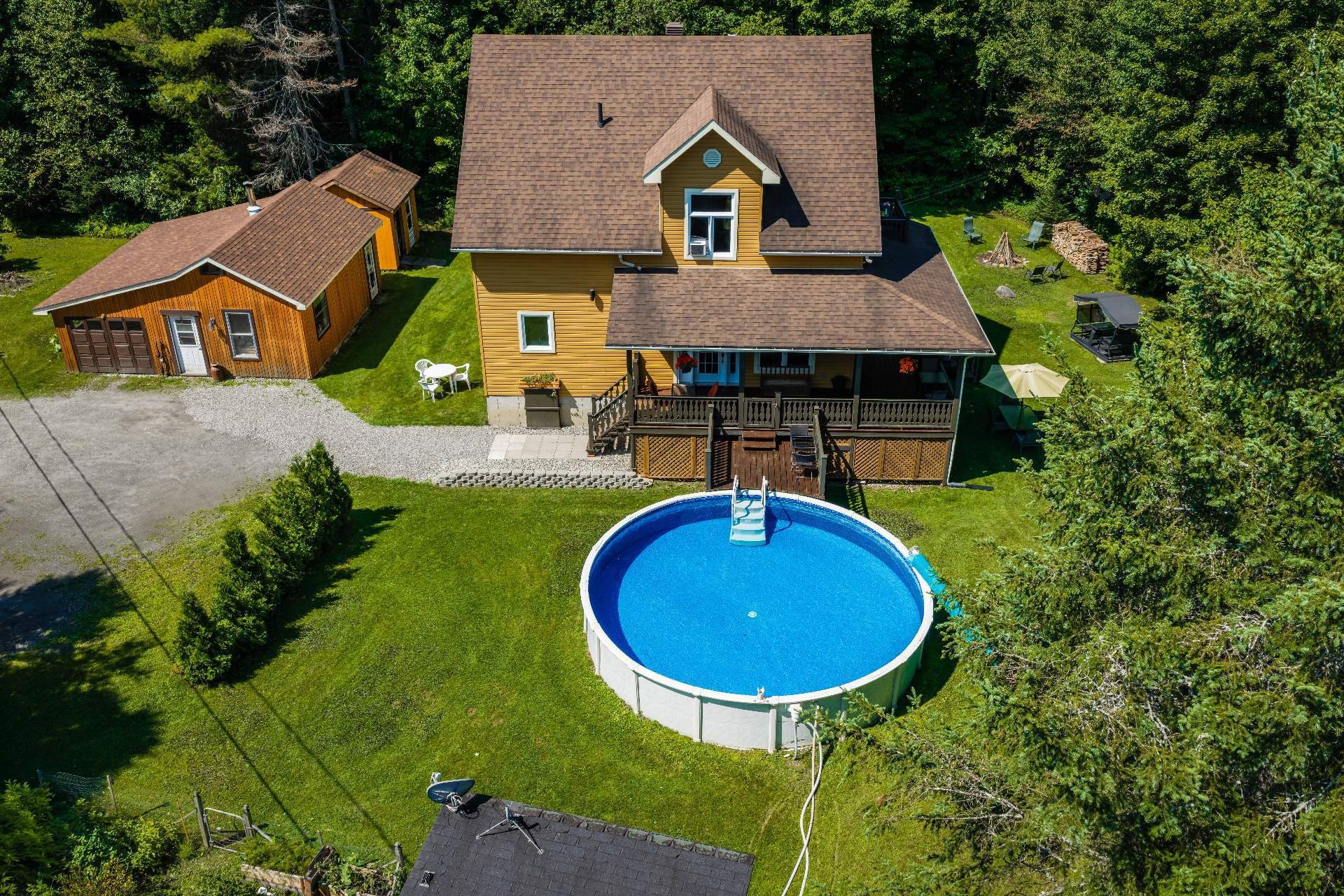 Photo aérienne - 37 Ch. Mercier, Bury, QC - Outdoor With Above Ground Pool