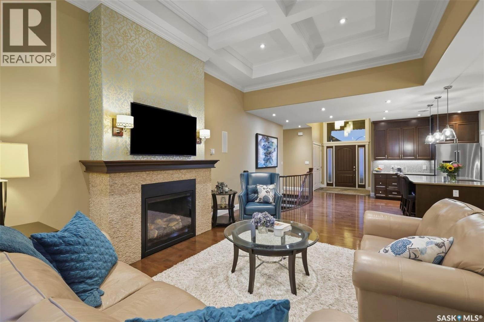 431 Paton Place, Saskatoon, SK - Indoor Photo Showing Living Room With Fireplace