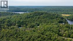 Wooded terrain with bodies of water visible in the distance - 