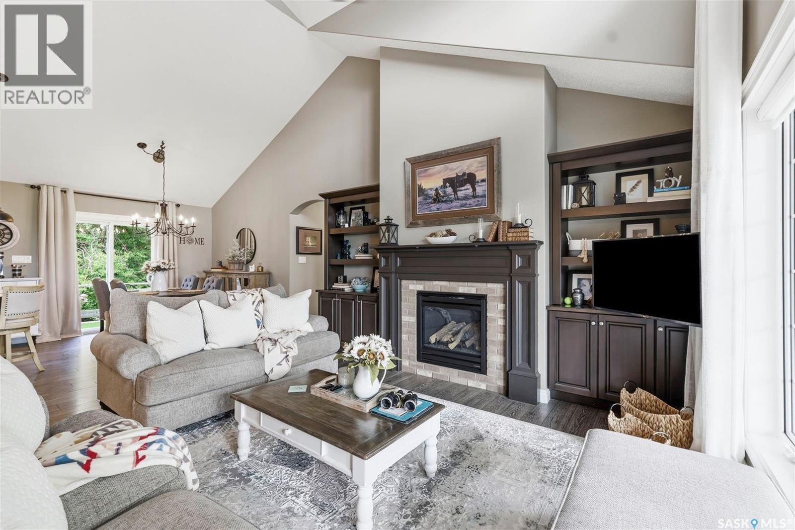 Rural Address / Naismith Acreage, Young, SK - Indoor Photo Showing Living Room With Fireplace