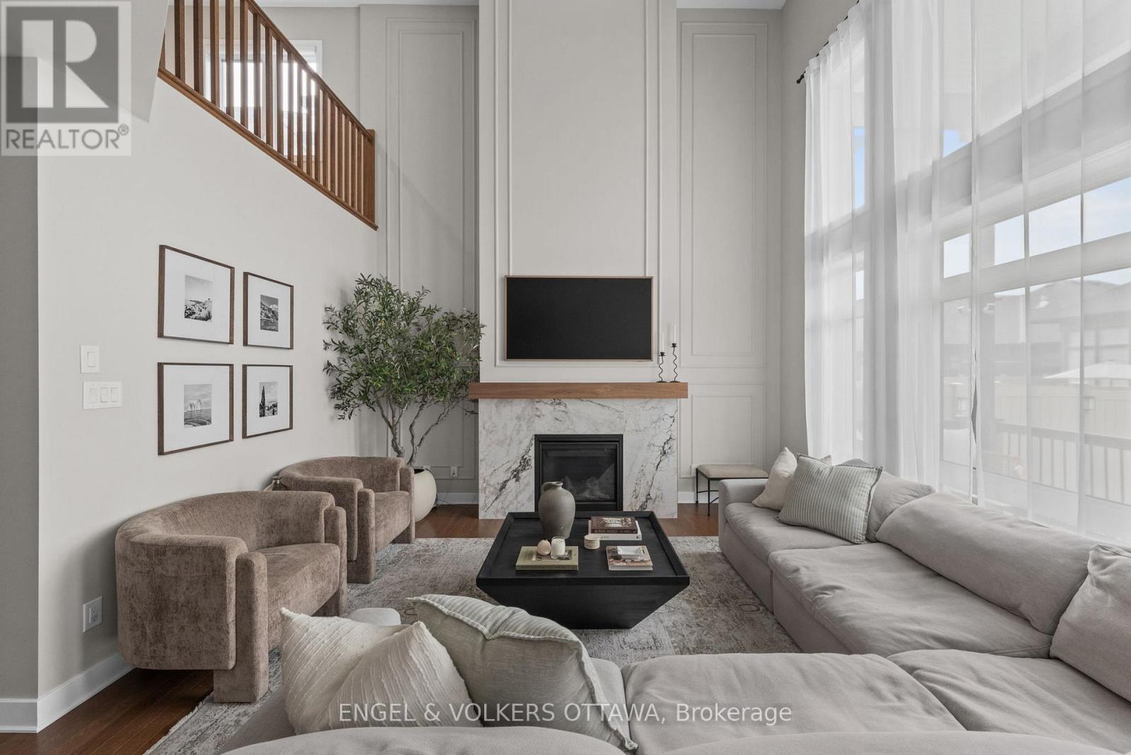 351 Shuttleworth Drive, Ottawa, ON - Indoor Photo Showing Living Room With Fireplace