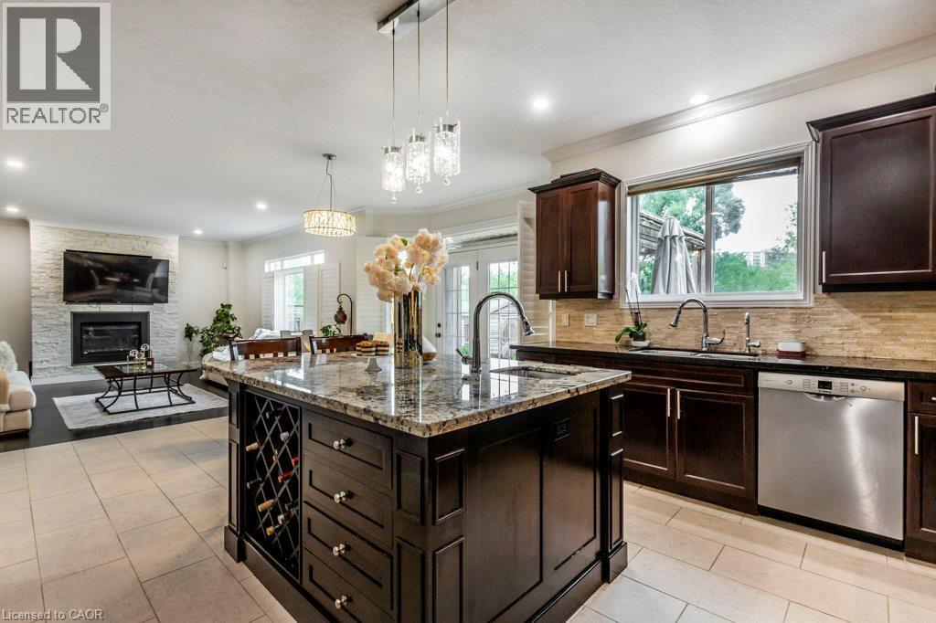 14 Anastasia Drive, Kitchener, ON - Indoor Photo Showing Kitchen With Fireplace