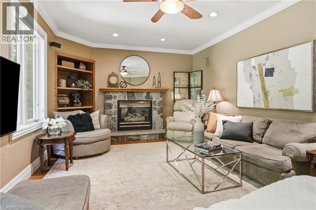 1121 Forestvale Drive, Burlington, ON - Indoor Photo Showing Living Room With Fireplace