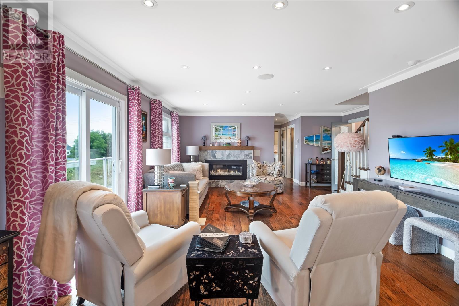 Main Floor Living Room - 110 Summit Drive, Paradise, NL - Indoor Photo Showing Living Room With Fireplace