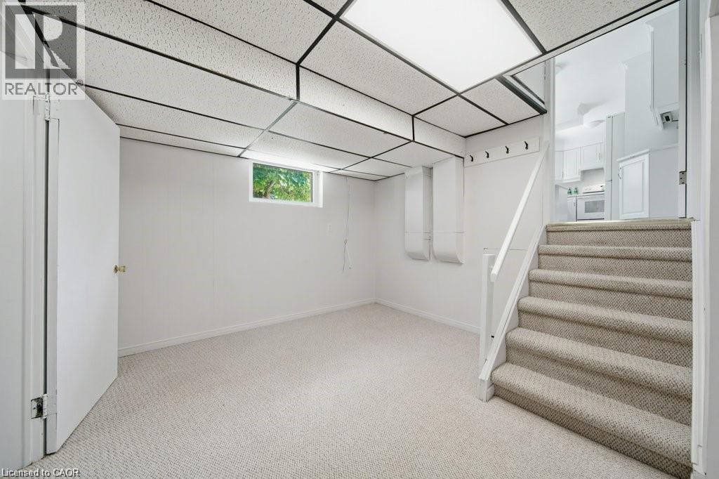 Recessed lighting, drop ceiling, wall-to-wall carpeting, window, white painted walls - 64 Warren Road, Kitchener, ON - Indoor Photo Showing Other Room