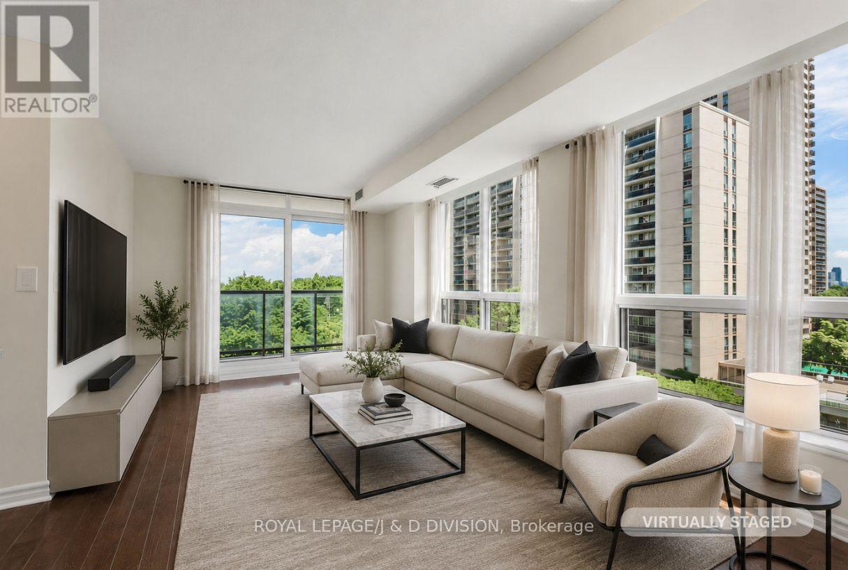 Virtually staged - 503 - 70 High Park Avenue, Toronto, ON - Indoor Photo Showing Living Room