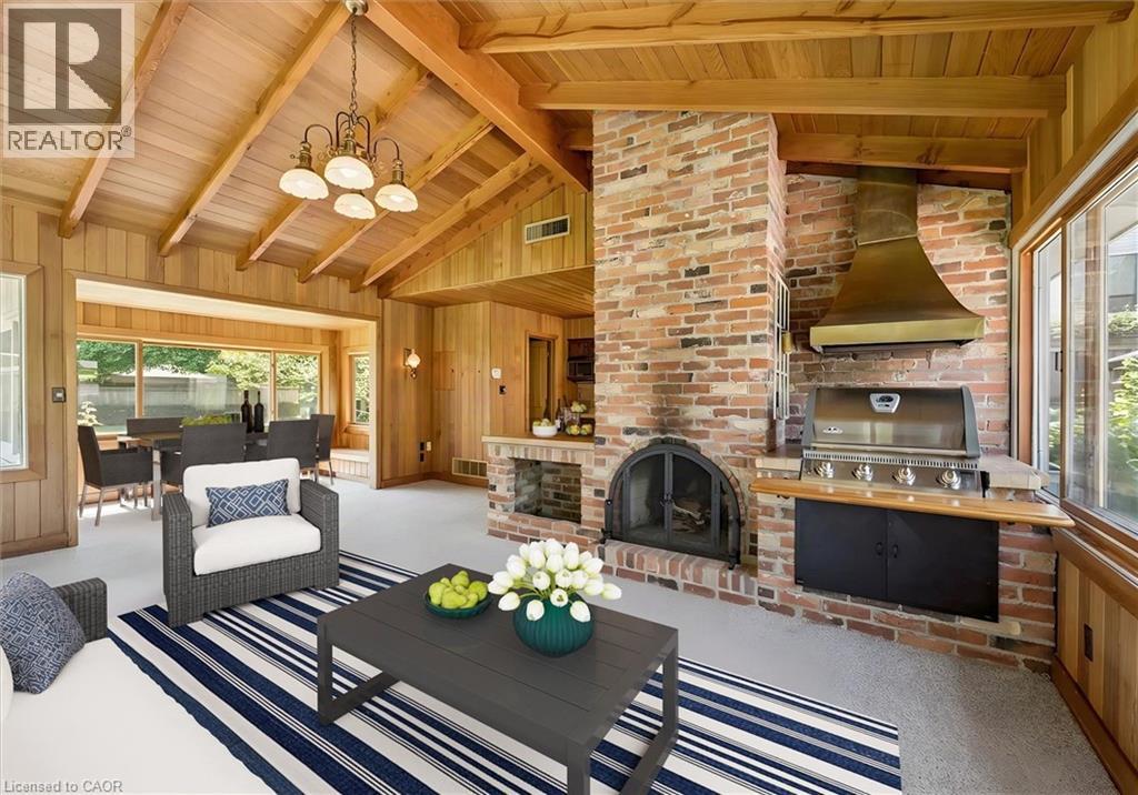 Virtually Staged - Garden House - 138 Appleby Place, Burlington, ON - Indoor Photo Showing Living Room With Fireplace