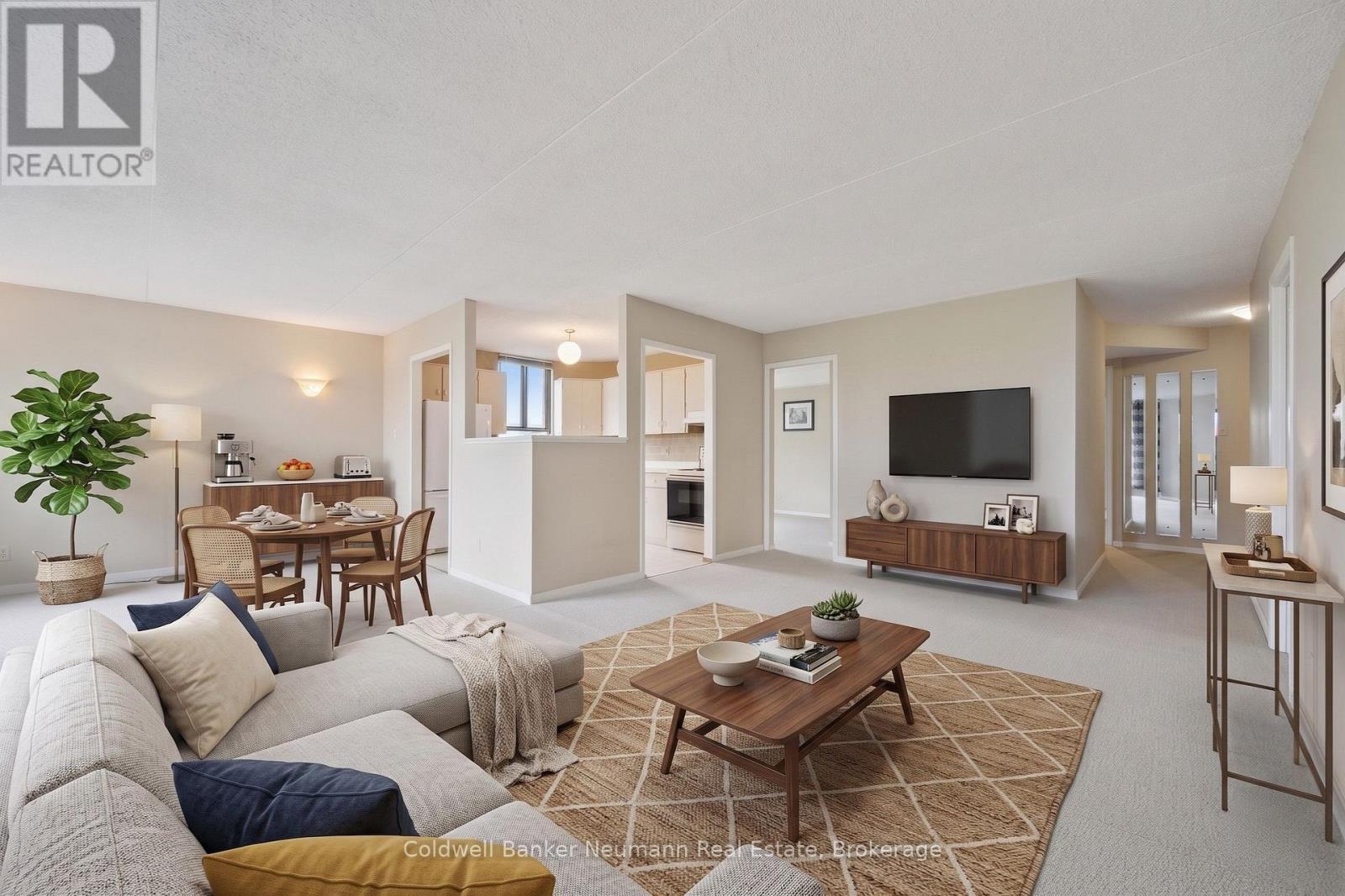 Virtually Staged - 708 - 22 Marilyn Drive, Guelph (Riverside Park), ON - Indoor Photo Showing Living Room