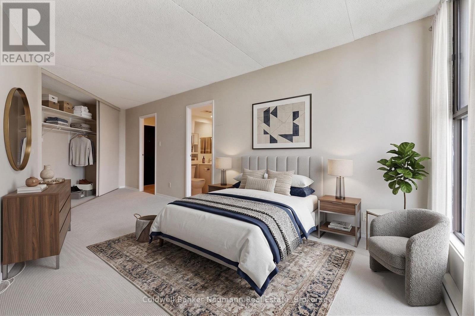 Virtually Staged - 708 - 22 Marilyn Drive, Guelph (Riverside Park), ON - Indoor Photo Showing Bedroom