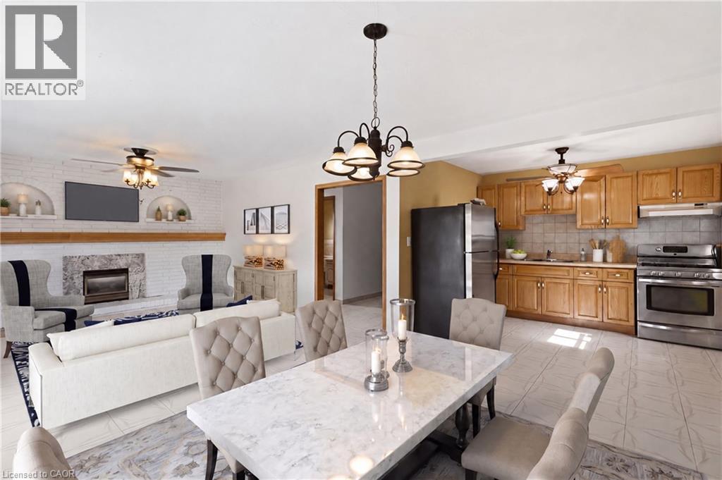 Virtually Staged Photo - 948 Stone Church Road E, Hamilton, ON - Indoor With Fireplace