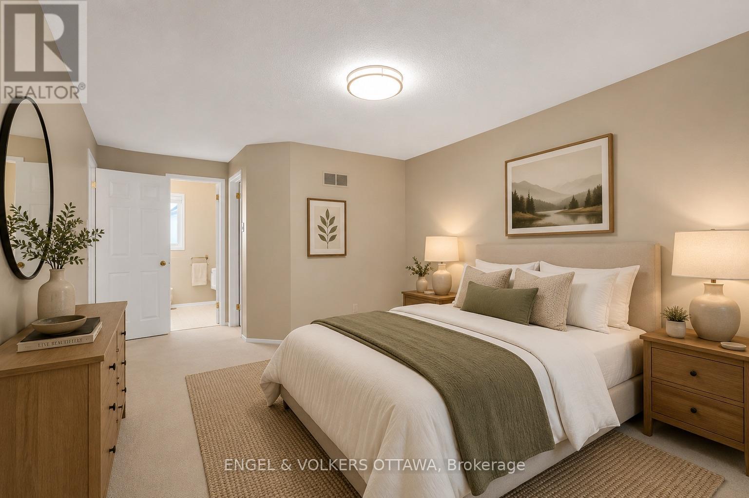 Primary Bedroom - Virtually Staged - 28 Weybridge Drive, Ottawa, ON - Indoor Photo Showing Bedroom