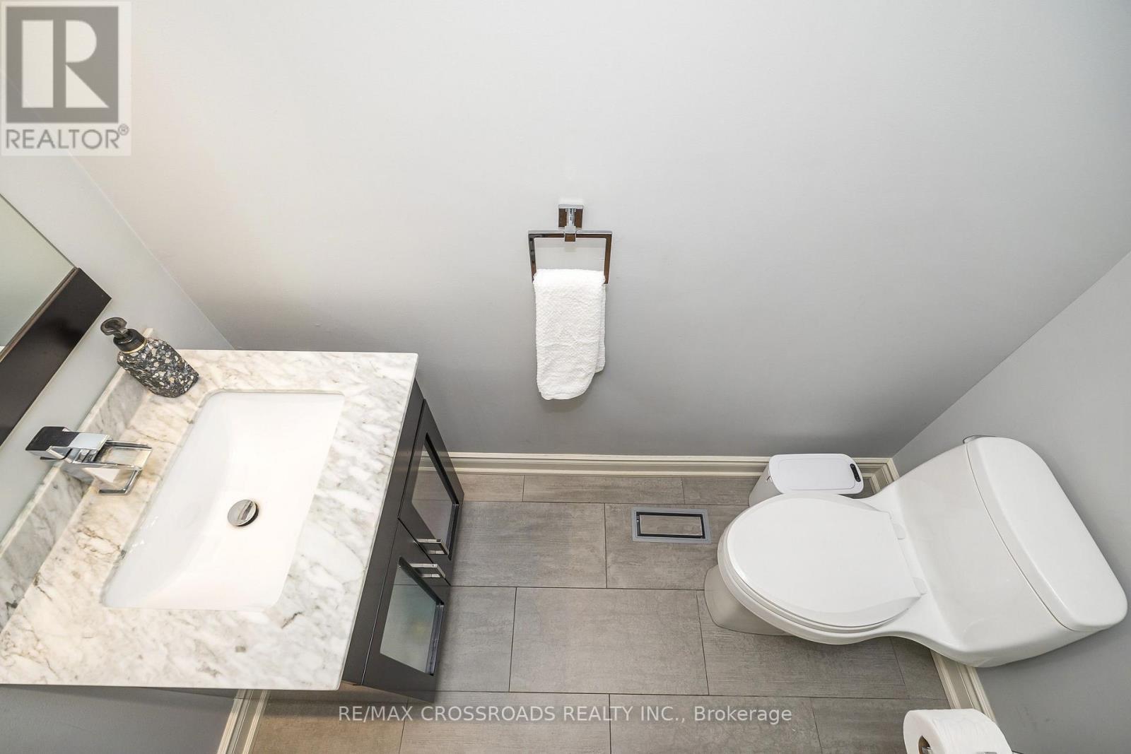 Modern Renovated Guest Powder Room - 21A Brian Drive, Toronto, ON - Indoor Photo Showing Bathroom