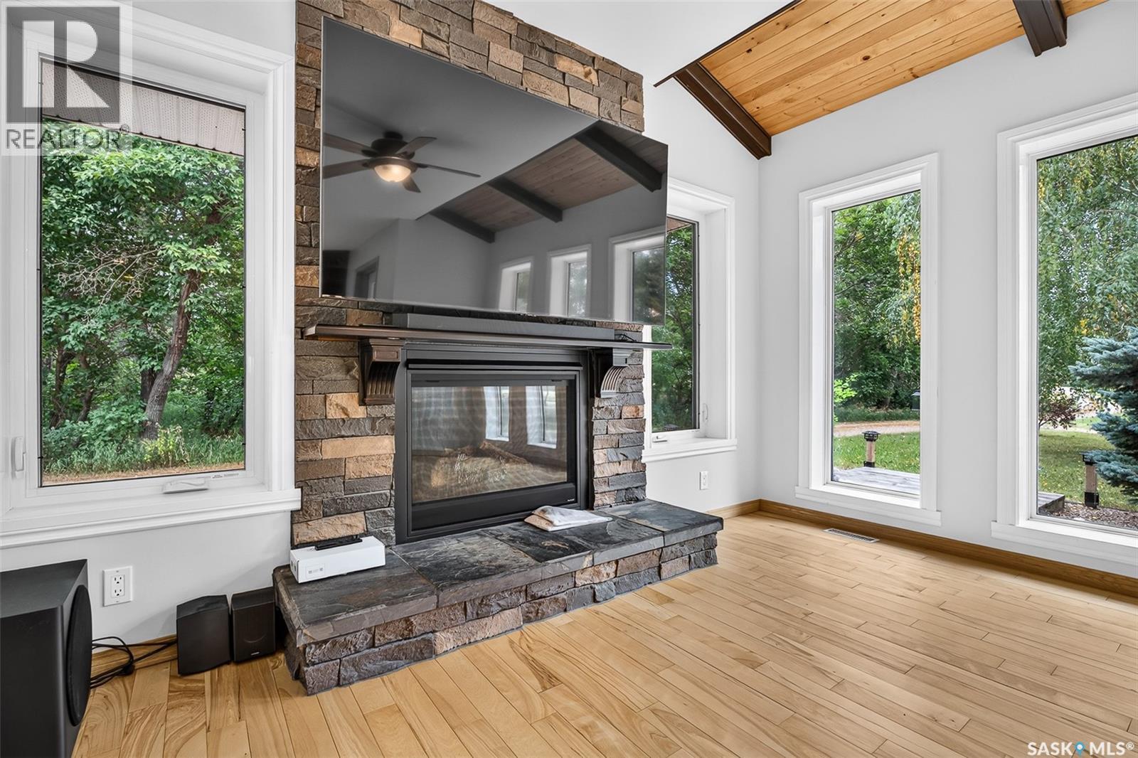 Campbell Acreage, Caron Rm No. 162, SK - Indoor With Fireplace