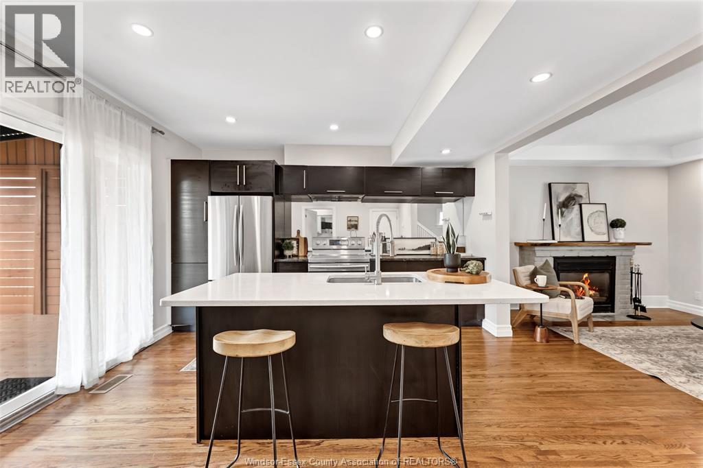 1362 Elsmere, Windsor, ON - Indoor Photo Showing Kitchen With Fireplace With Upgraded Kitchen