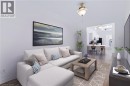 Recessed lighting, wood-finish flooring, and a contemporary ceiling light fixture - 442 King William Street, Hamilton, ON  - Indoor Photo Showing Living Room 