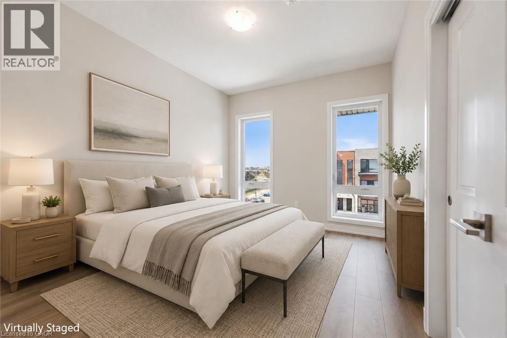 Virtually Staged - 525 Erinbrook Drive Unit# B046, Kitchener, ON - Indoor Photo Showing Bedroom