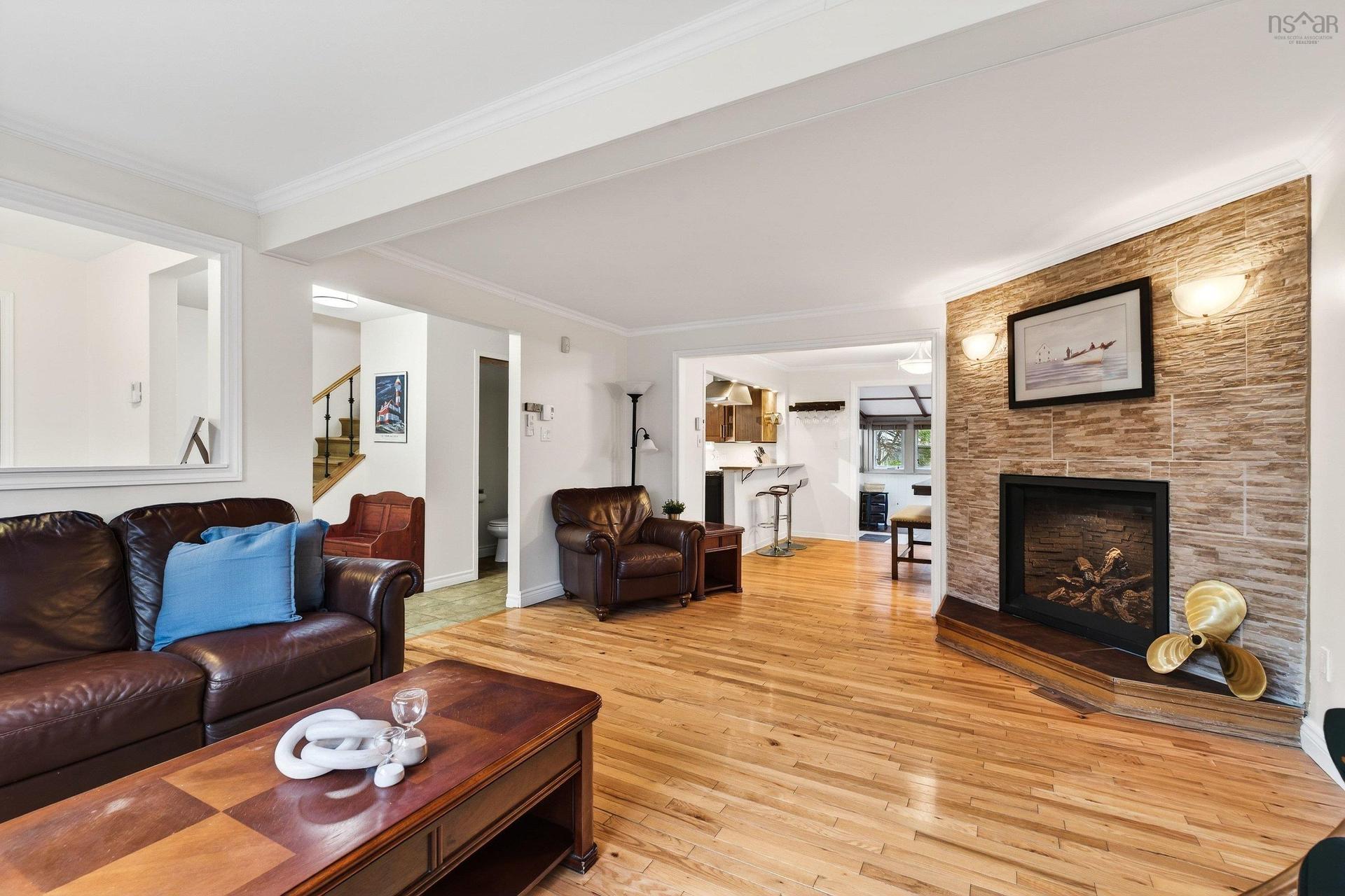 16 Wilcot Lane, Dartmouth, NS - Indoor Photo Showing Living Room With Fireplace