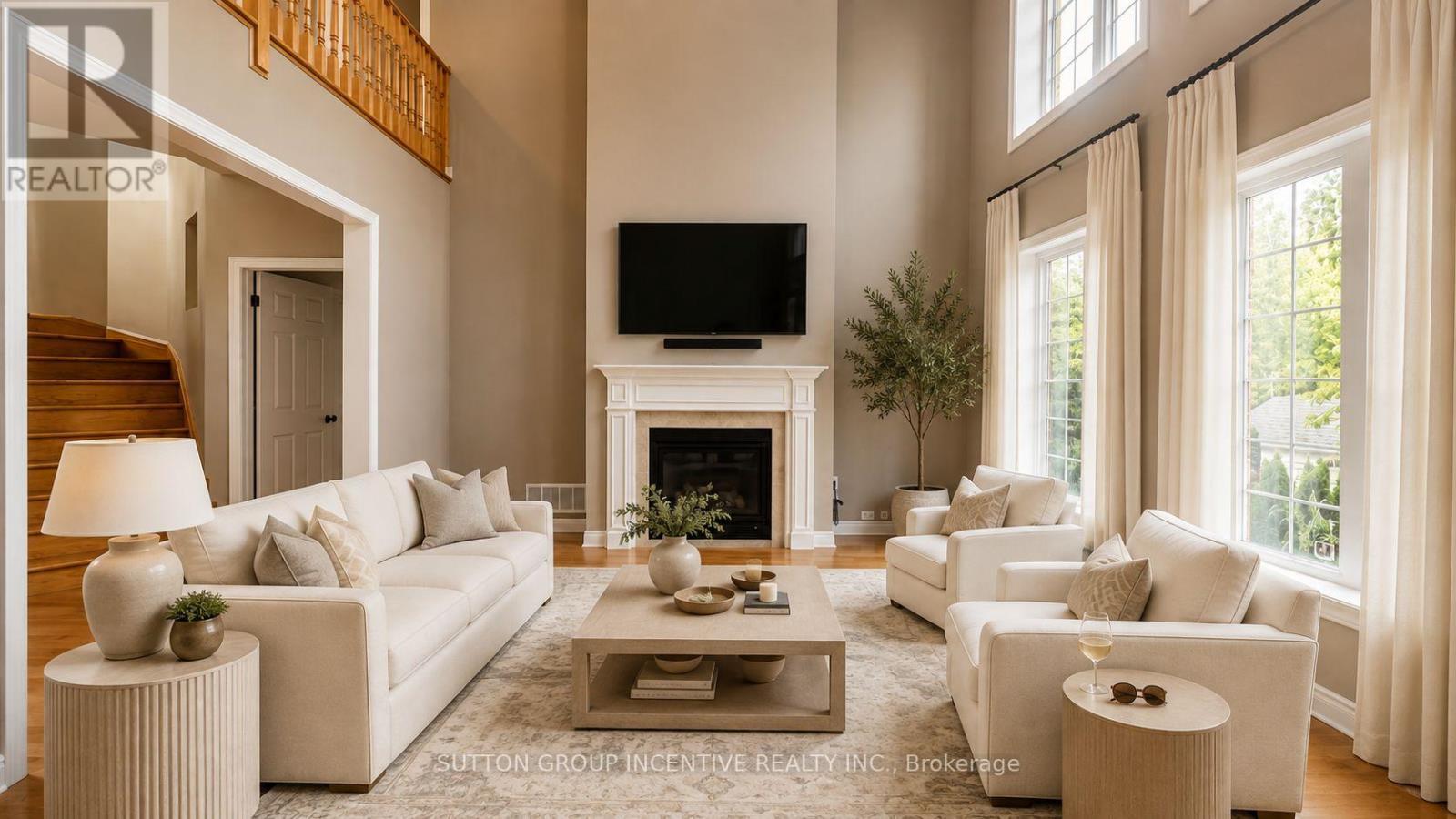 48 Riverwalk Place, Midland, ON - Indoor Photo Showing Living Room With Fireplace
