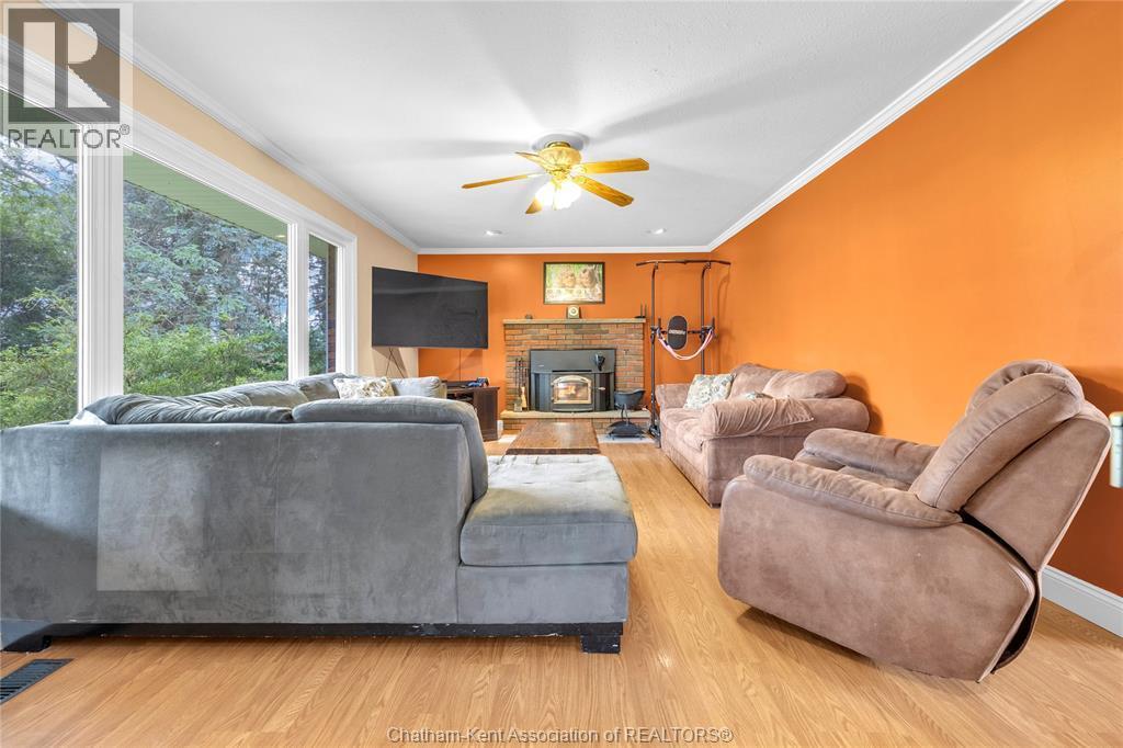 9745 Eberts Line, Chatham-Kent, ON - Indoor Photo Showing Living Room With Fireplace
