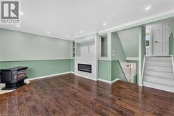 Wood-finish flooring with recessed lighting -