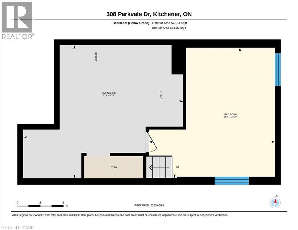 Floor plan - Basement - 308 Parkvale Drive, Kitchener, ON - Other