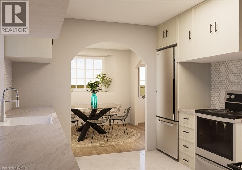 Designer rendering of kitchen/dining area - 321 Highland Park, Cambridge, ON