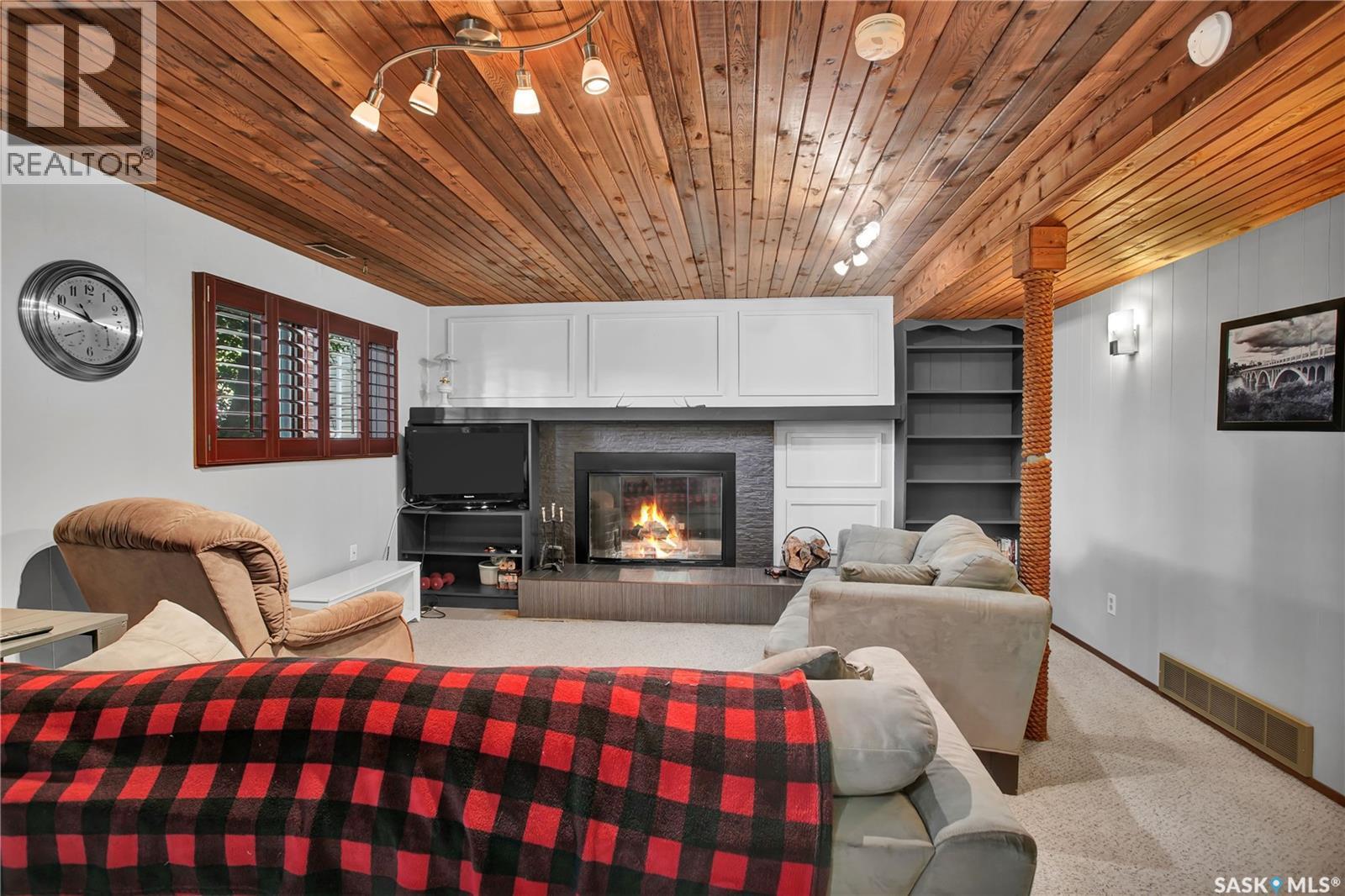 3010 5Th Street, Rosthern, SK - Indoor With Fireplace