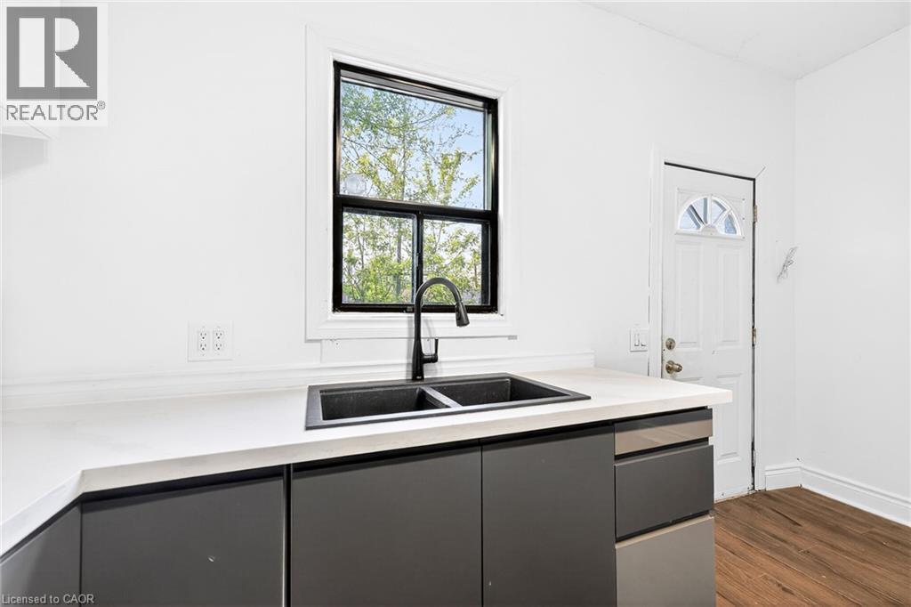 99 Leeming Street, Hamilton, ON - Indoor Photo Showing Kitchen With Double Sink