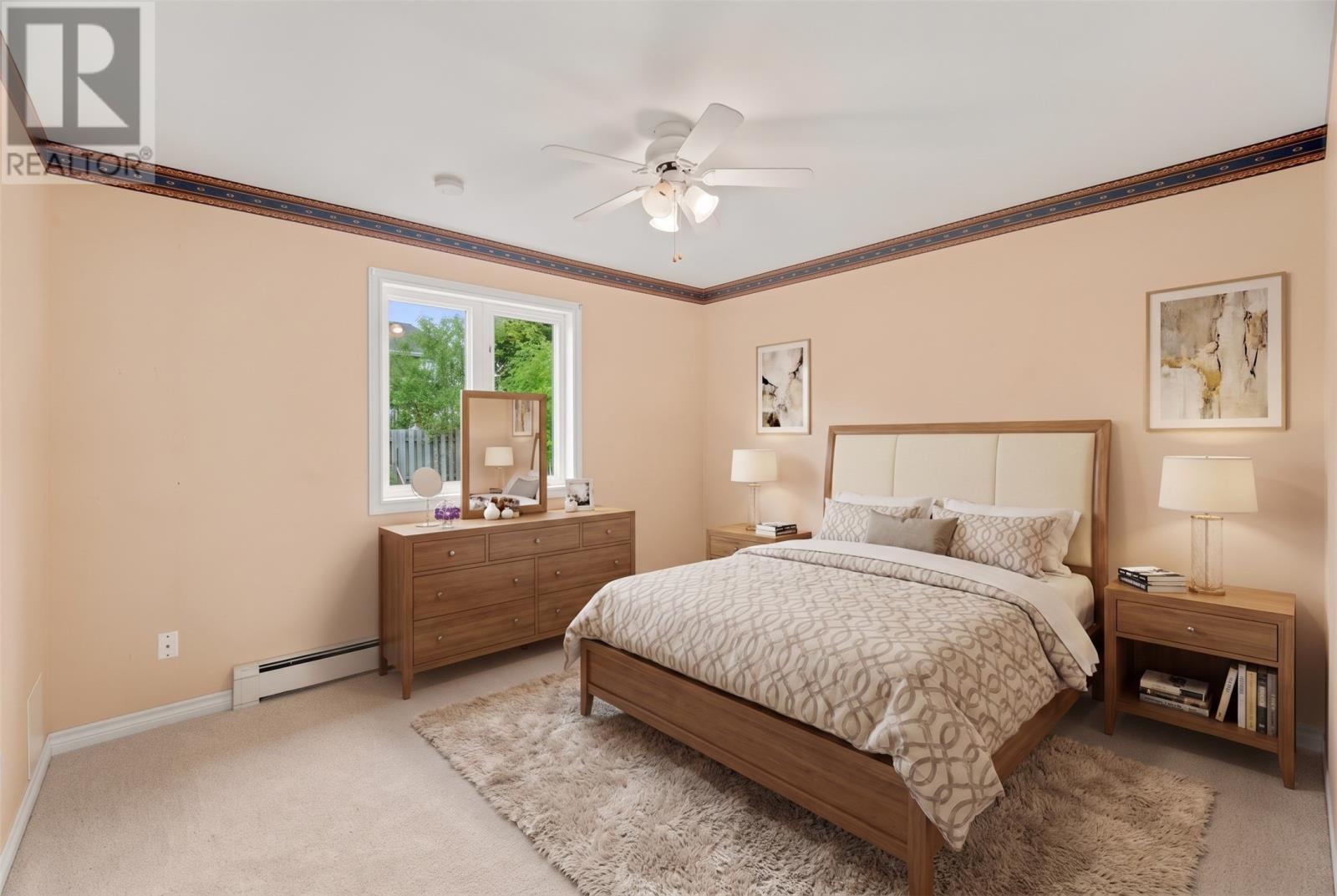 Primary bedroom with an ensuite, AI generated photo - 29 Elgin Drive, Paradise, NL