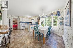 Kitchen featuring white cabinetry, a tiled backsplash, and a center island - 
