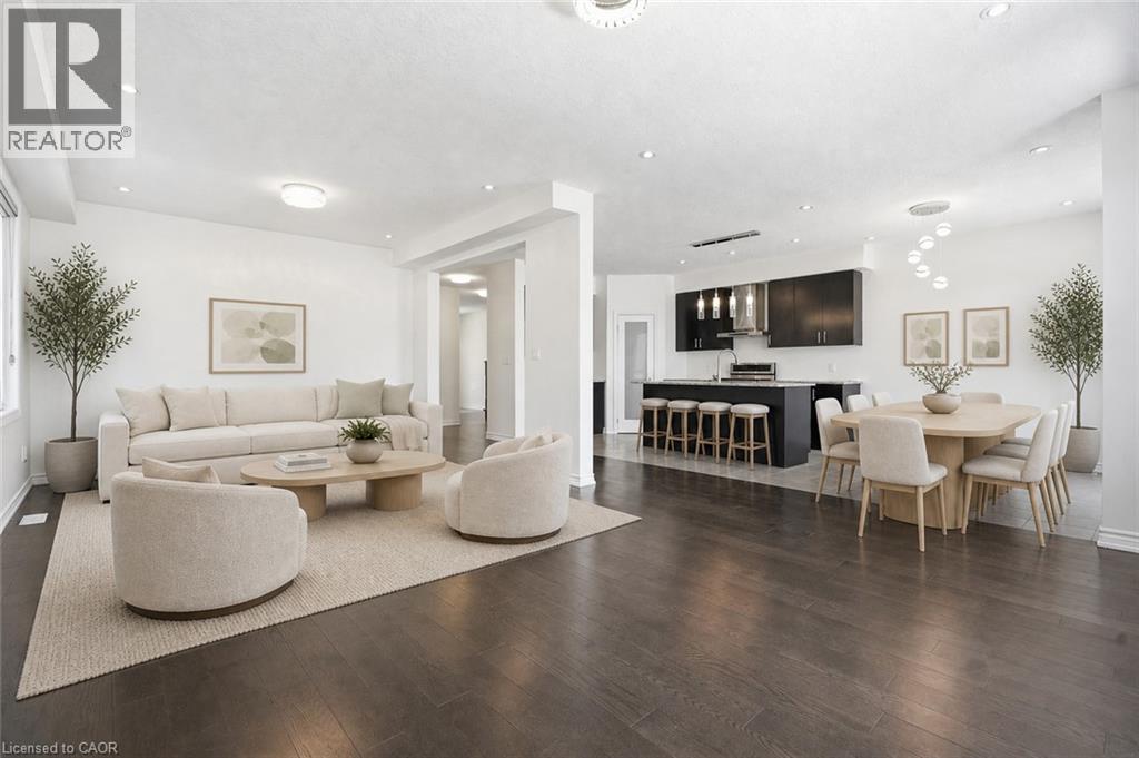 Living, Dining, Kitchen - Virtually Staged - 359 Beechdrops Drive, Waterloo, ON