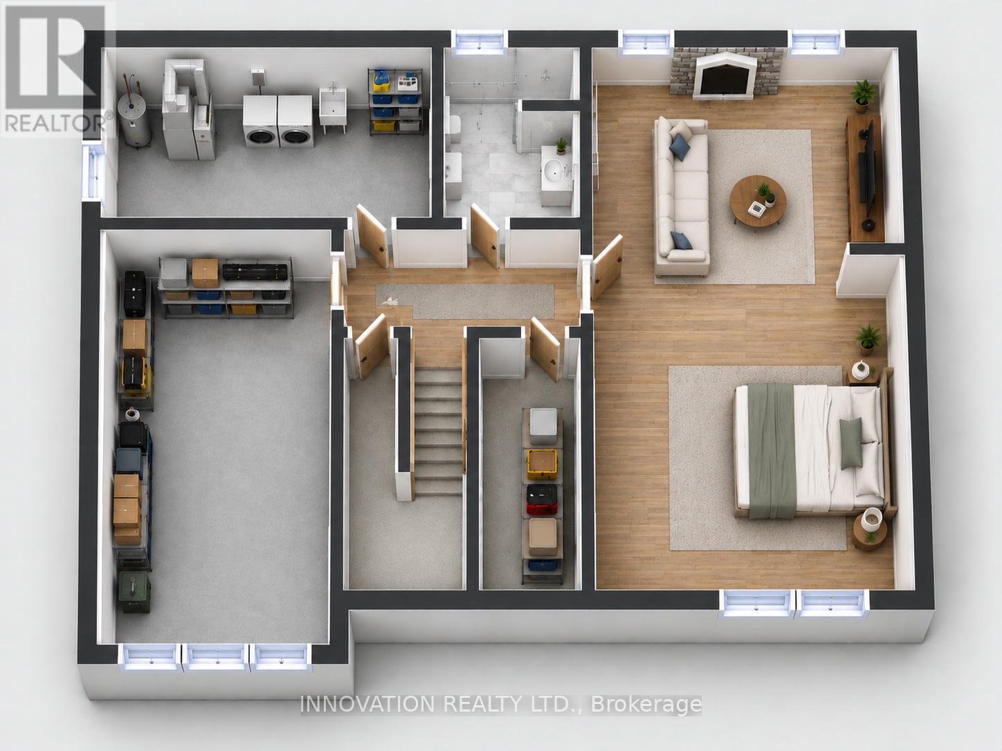 Lower Level 3D Plan - Virtually Staged - 2364 Jefferson Street, Ottawa, ON