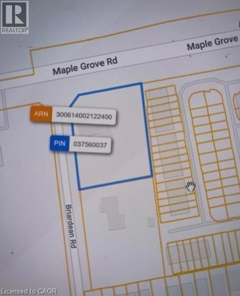 Geographic Information System (GIS) Map. Displaying property boundaries, parcel identification numbers (PIN), and assessment roll numbers (ARN) for the property - 915 Briardean Road, Cambridge, ON