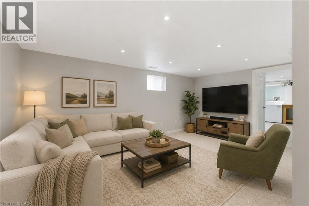 Basement Living Room VIRTUALLY STAGED - 69 Nash Road S, Hamilton, ON