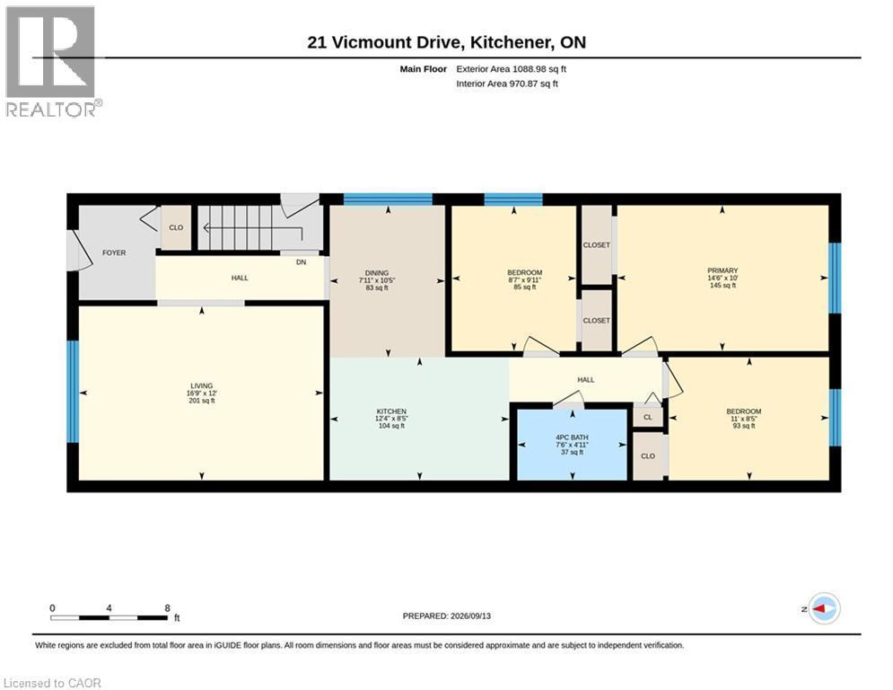Main floor layout - 21 Vicmount Drive, Kitchener, ON