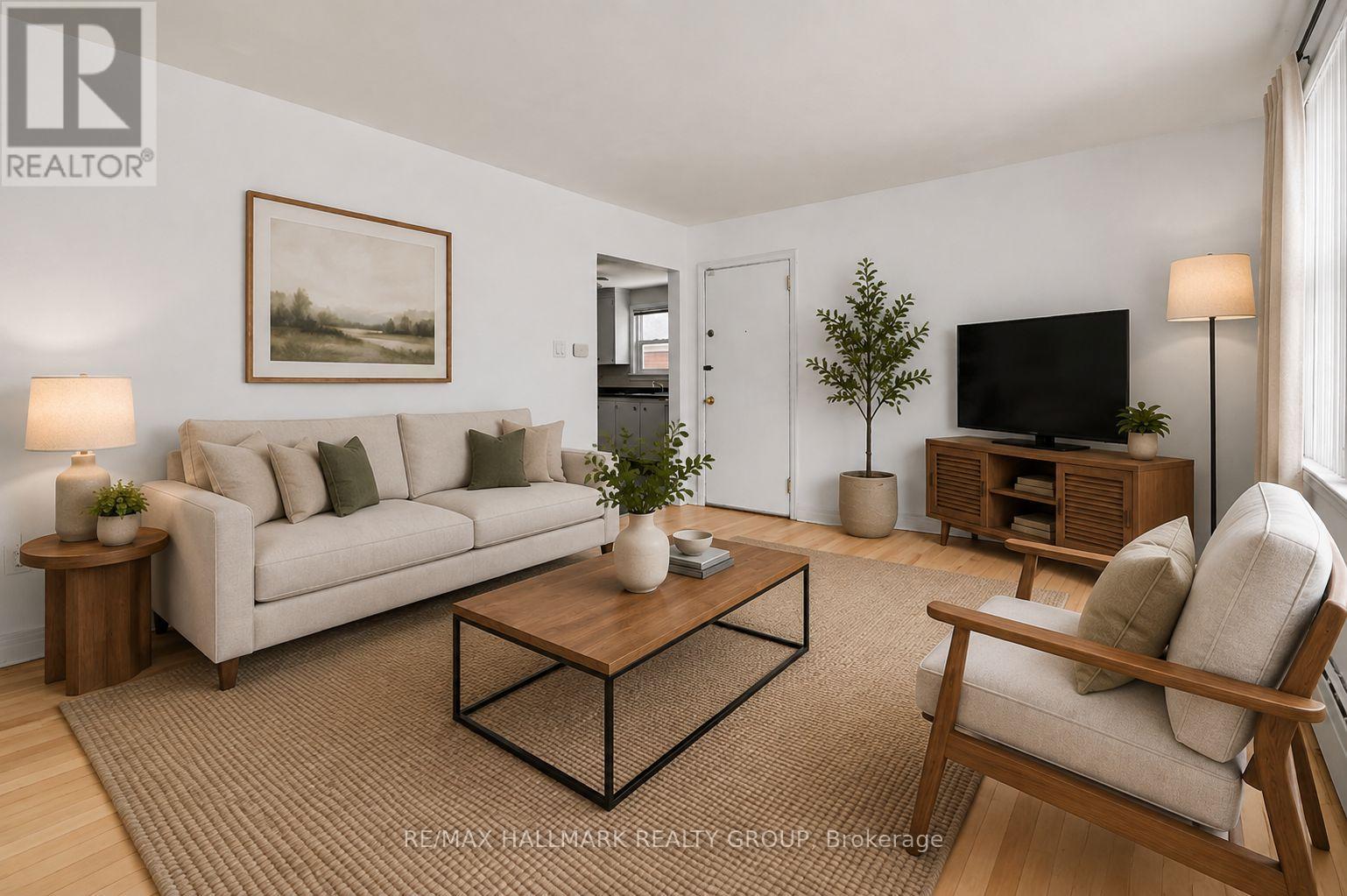 Apt 2 Main Level - Living Room (Virtually Staged) - 55 Ivy Crescent, Ottawa, ON
