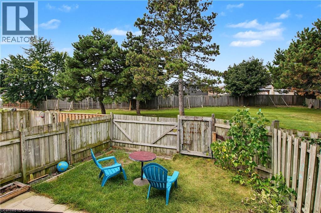 Fenced yard with a grass lawn and mature trees - 1444 Upper Ottawa Street Unit# 32, Hamilton, ON