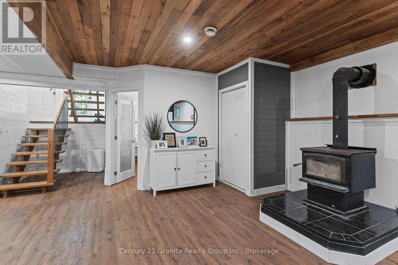Woodstove in Lower Level - 16408 35 Highway, Algonquin Highlands (Stanhope), ON