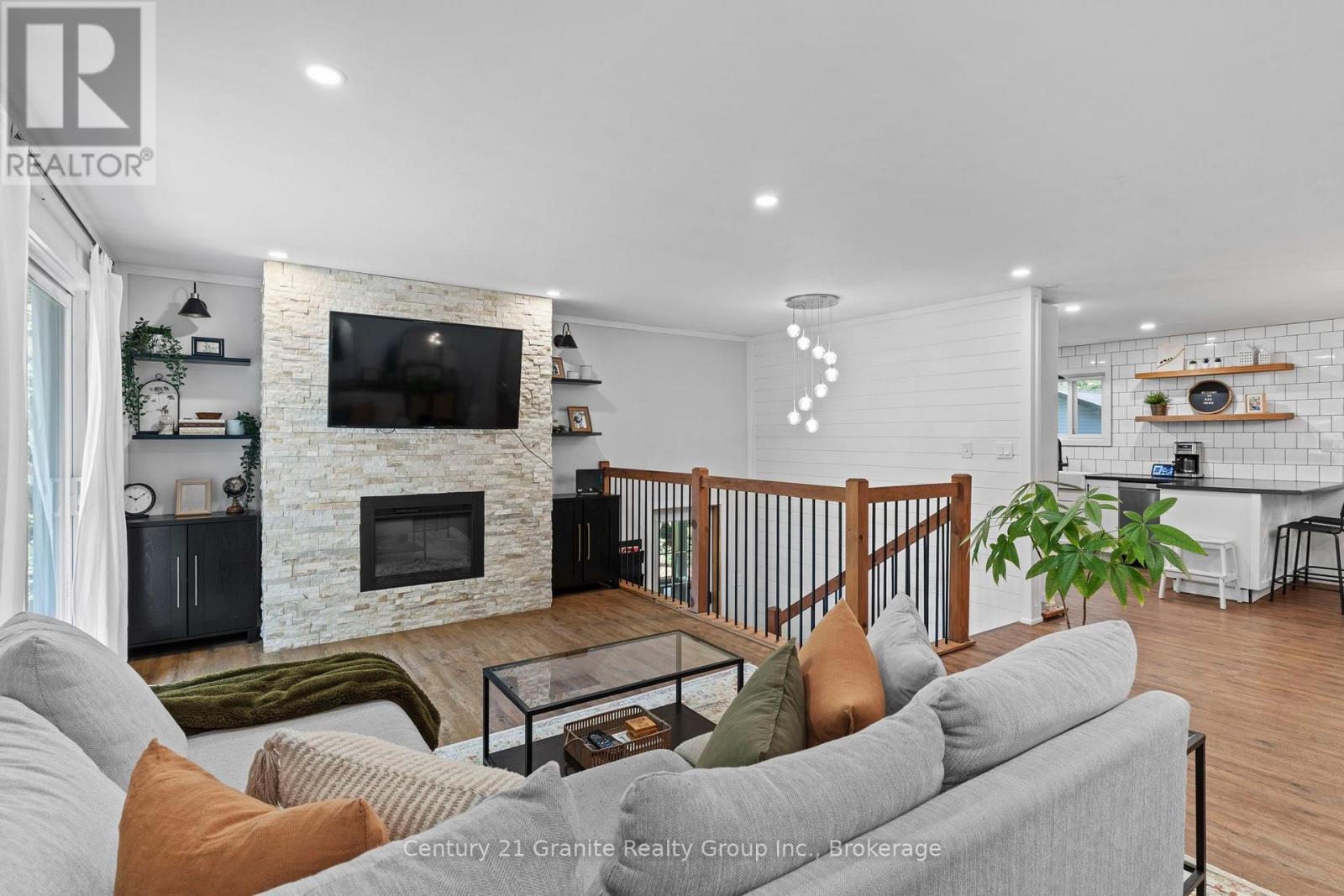 Stone Fireplace with Electric Insert - 16408 35 Highway, Algonquin Highlands (Stanhope), ON