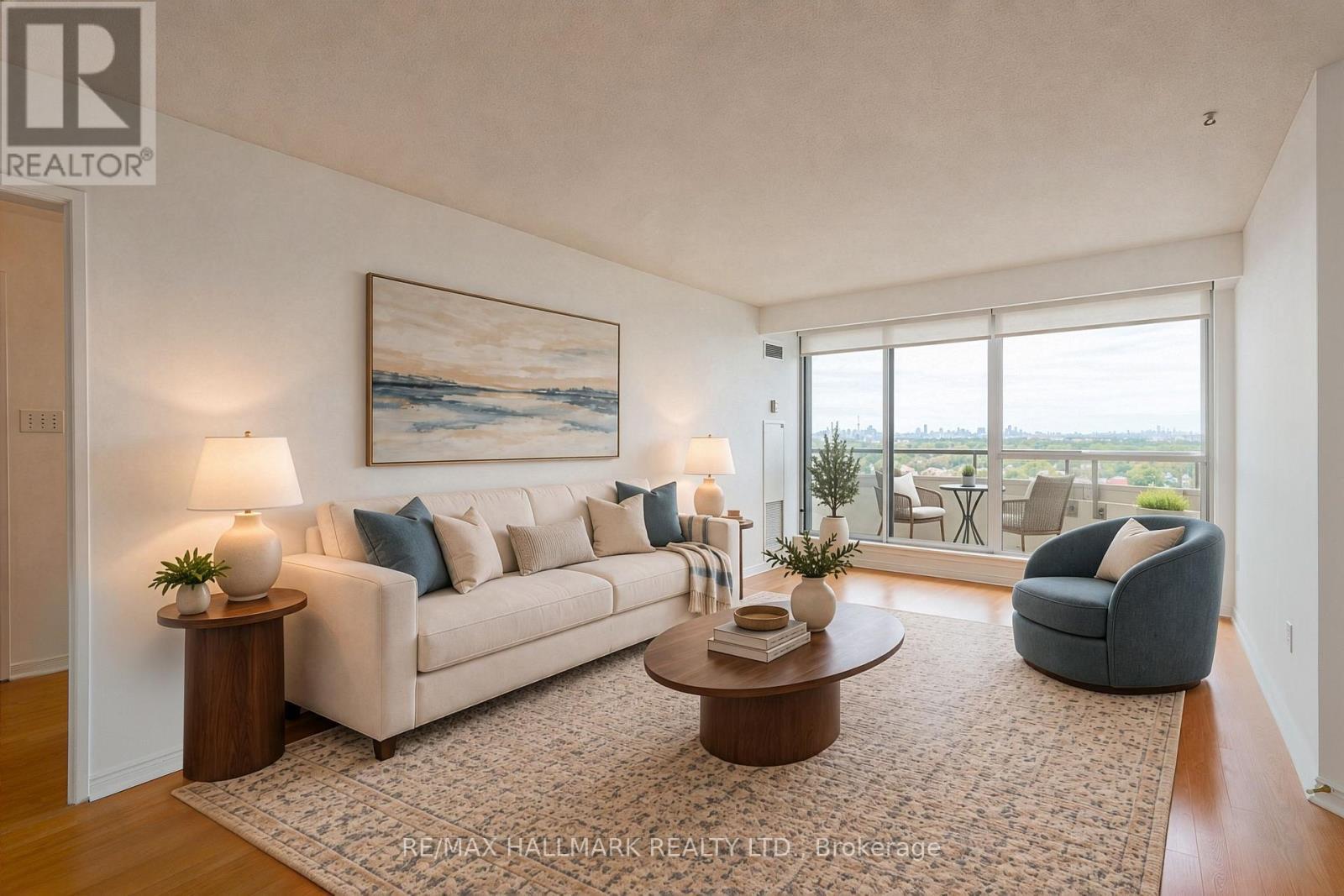 Staged Living Room - 978 - 1 Greystone Walk Drive, Toronto, ON