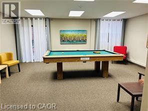 Recreational room featuring a billiards table with an aqua felt top - 20 Ellen Street Unit# 404, Waterloo, ON
