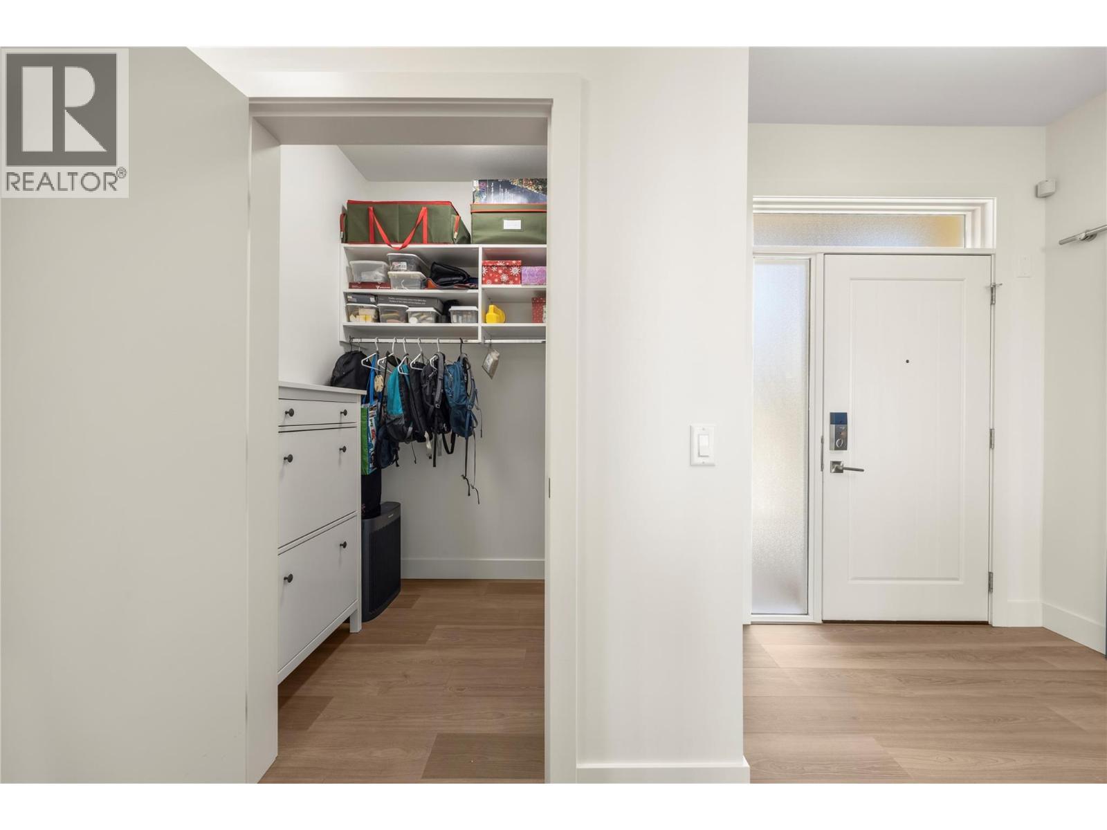 Two spacious stacked closets with provisions already in place for easy future elevator installation, including electrical and structural backing - 2442 Bella Vista Street, Kelowna, BC