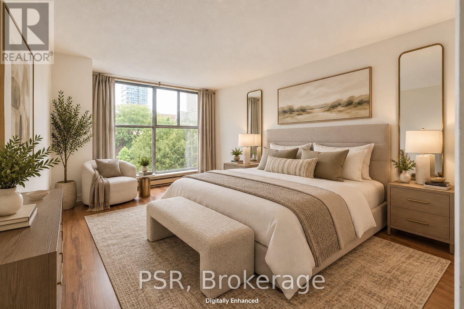 Digitally Staged Primary Bedroom - 510 - 65 Scadding Avenue, Toronto, ON